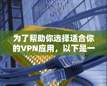 为了帮助你选择适合你的VPN应用,以下是一个分步骤的推荐和比较指南